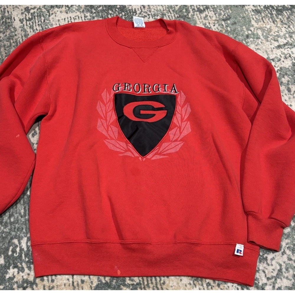Vintage 90s Russell Athletic Georgia Bulldogs Crewneck Sweatshirt Red L